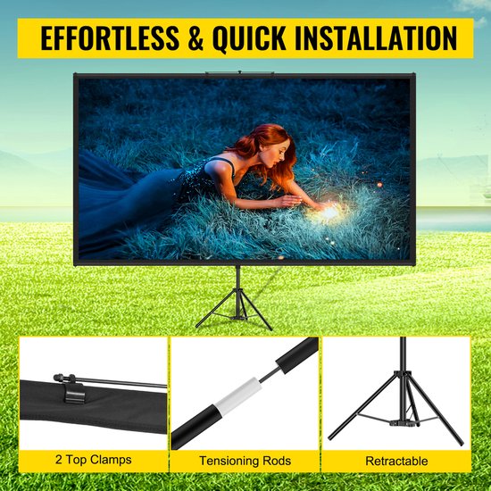 Projectorscherm 100 Inch – 16:9, Opvouwbaar, Magnetisch, Draagbaar, Voor Binnen En Buiten, Met Antikreuk