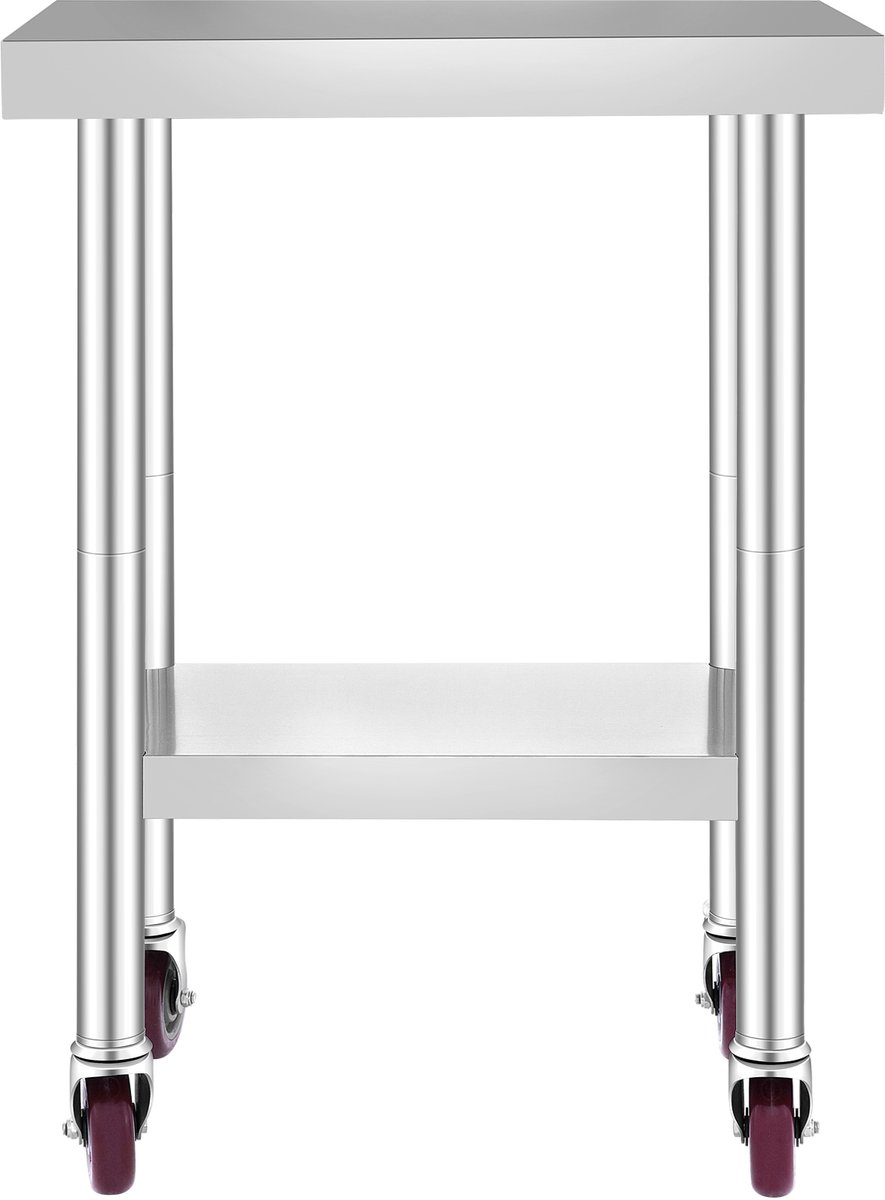 Corenia Koffietafel - Table - Coffe table - Living Room Table - RVS Catering Werktafel - 24x18 Inch - Keukentafel - met 4 Wielen - Voedselbereidingswerkbank - voor Keukenvoorbereidingstafel Silver