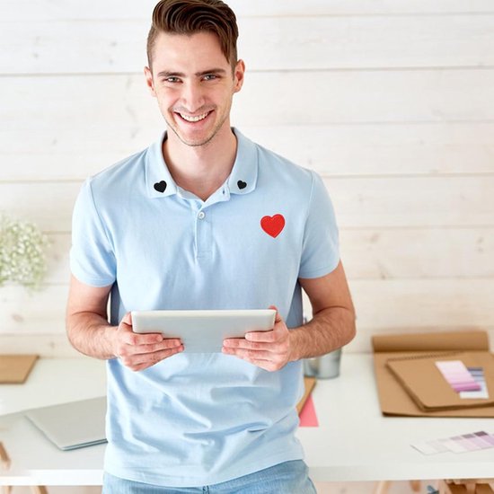 Opstrijkbaar Borduursel Hartvormige Applicaties - Set van 6 stuks in Verschillende Designs voor Kledingreparaties en Personalisatie