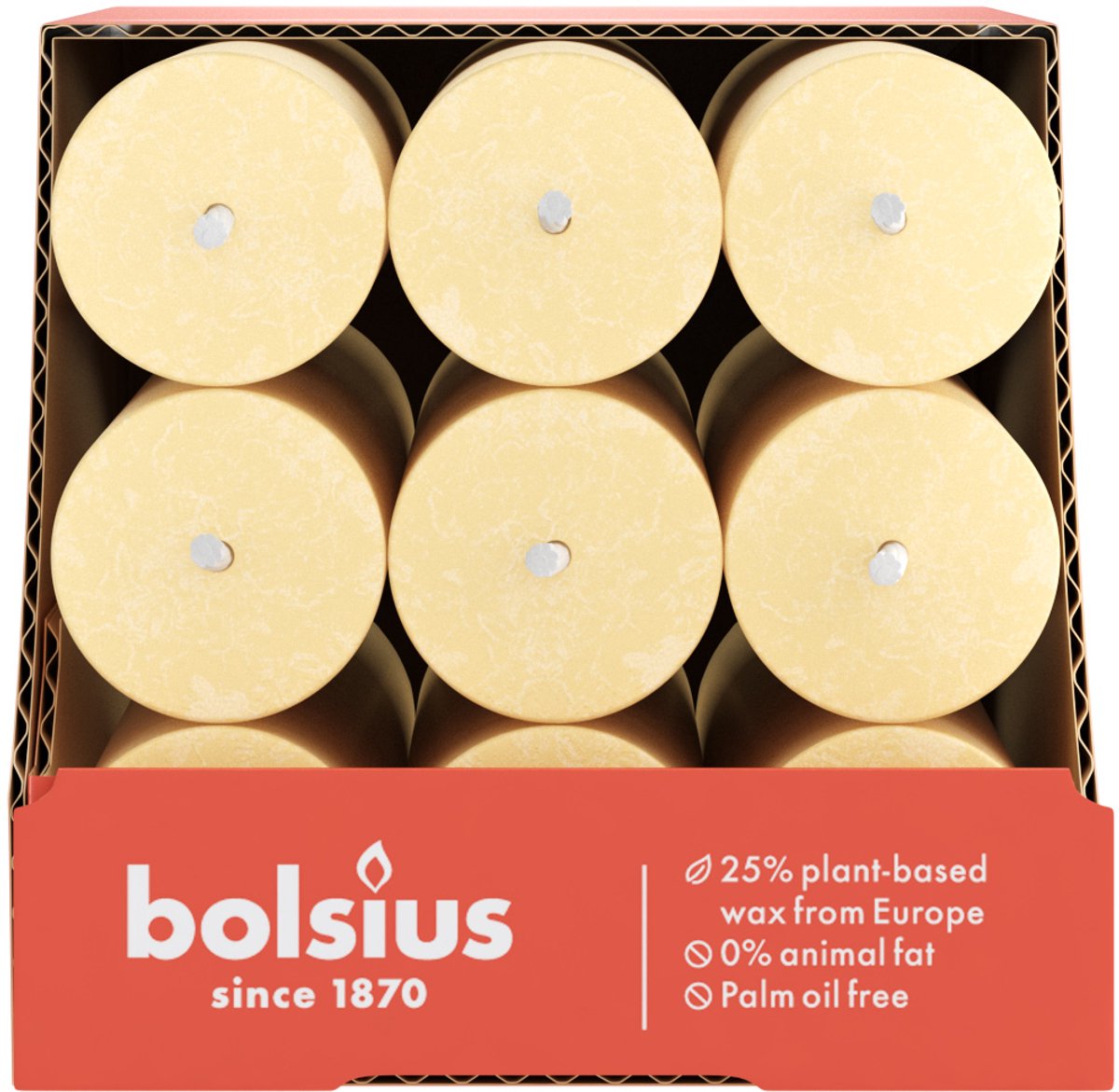 Bolsius Dinerkaars Rustiek Honeycomb Yellow 27 cm - 9 Stuks