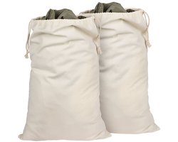 Unyqoos® Herbruikbare stoffen zakken met trekkoord voor veelzijdig gebruik, 50 x 75 cm, set van 2 stuks