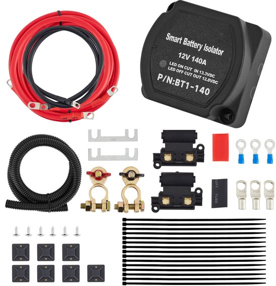 6m 12v Split Charge Relay Kit, Automatische Dubbele Accu-Isolator met 140a Vsr, Ideaal Voor Campers, Boten, Auto's, Vrachtwagens, Caravans, Kampeerauto's, Jachten, Atv's, Utv's, Boten en Werkplaatsen