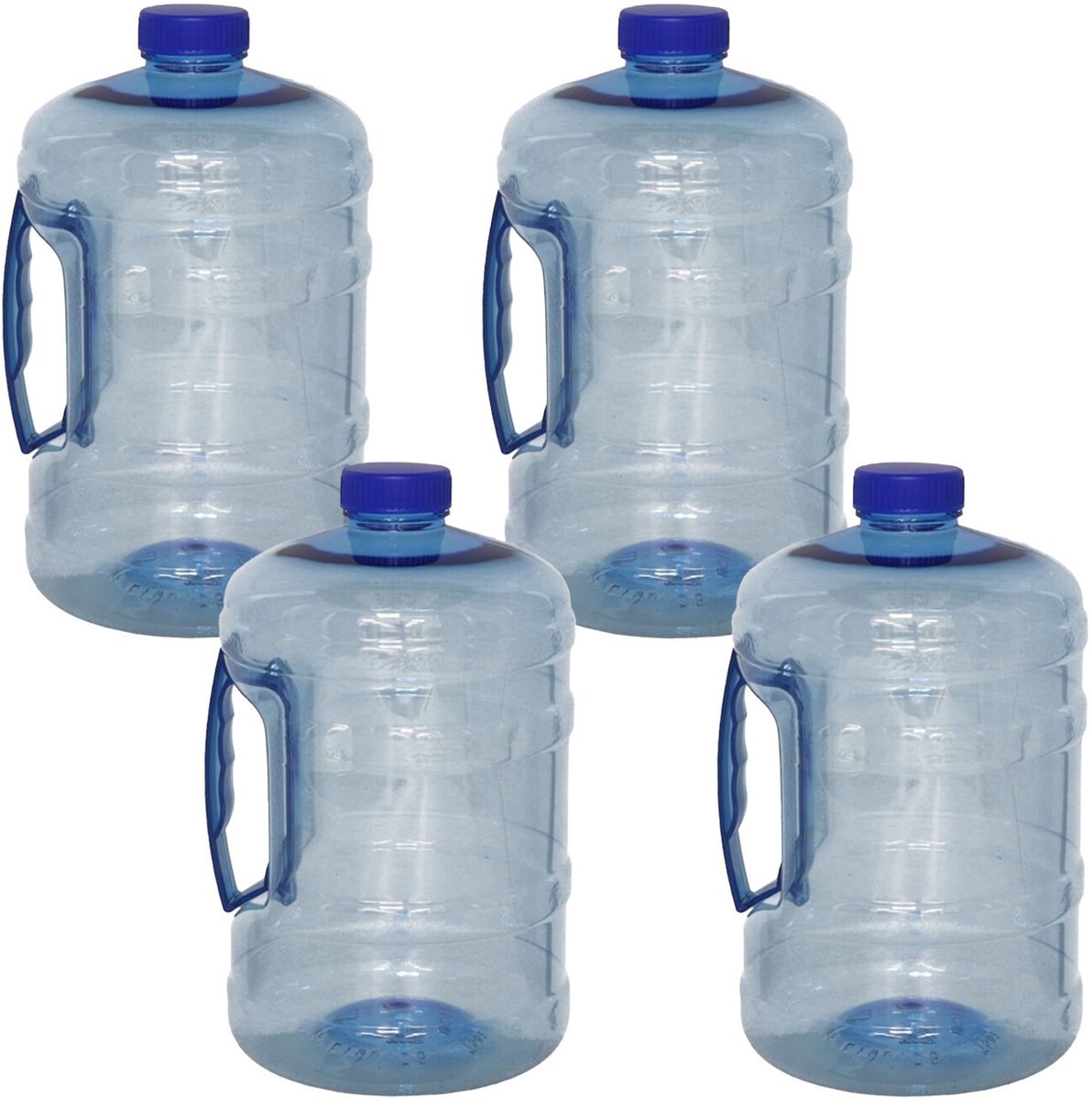 Gerimport Watercontainer/jerrycan - 4x - 2 Liter - Kunststof - blauw - 13 x 22 cm - kamperen/camping/wecken - vloeistof