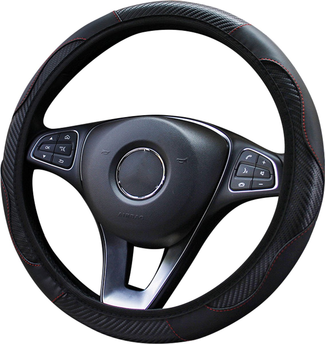 Stuurhoes Auto 37-38 cm - Zwart Carbon look - Kasey Products