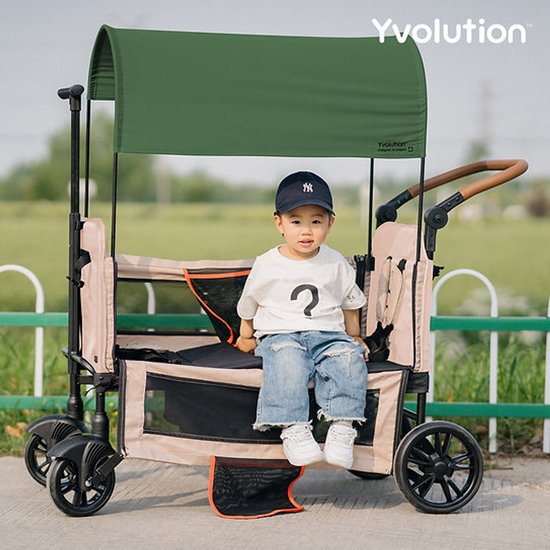 Yvolution - Stroller Wagon - Gemakkelijk Opvouwbare En Op Te Bergen Bolderkar Met Luifel - Luxe Kinderkar & Wandelwagen - Lichtgewicht & Opvouwbaar - Met Veilig Gordelsysteem En Verstelbare Duwstang van Merkloos — afbeelding 4