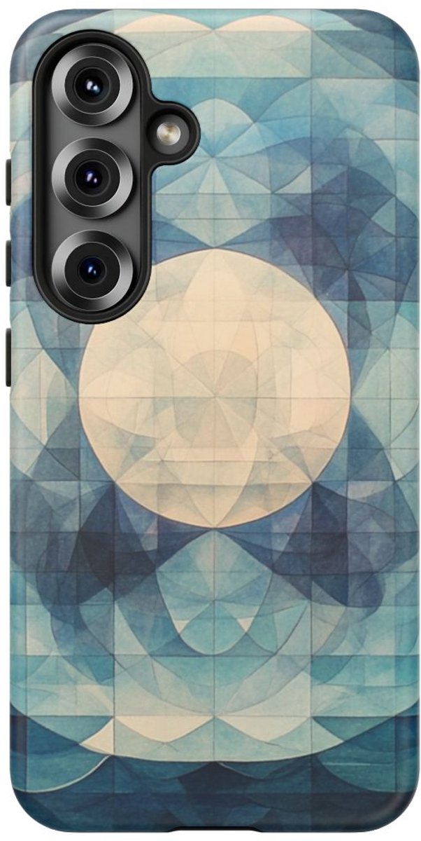 Geometrisch Kunstwerk van Zee en Maan – Telefoonhoesje Geschikt voor Galaxy S25
