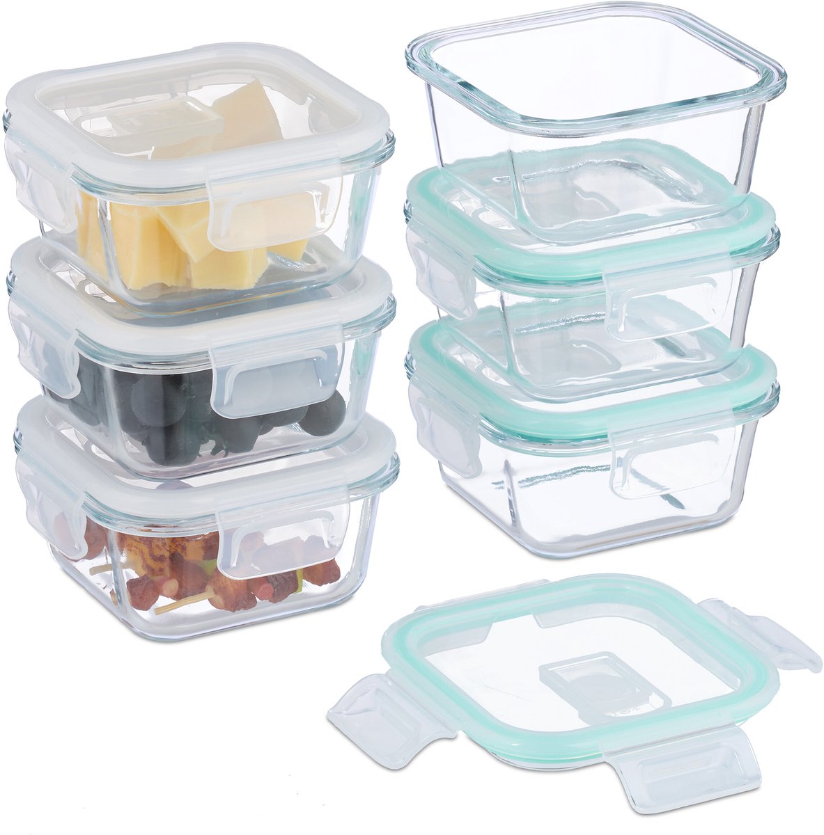 vershoudbakjes met deksel - set van 6 - 320 ml - glas - luchtdicht