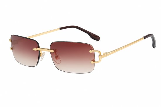 PBLIQ® Zonnebril Randloos - Heren - Dames - Bruin - Goud van Merkloos — afbeelding 2