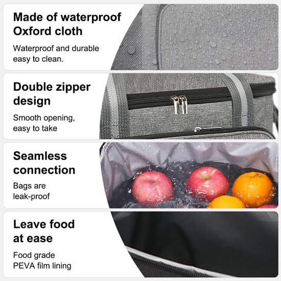 Kleine koeltas, 15 liter, picknicktas, waterdicht, opvouwbaar, koeltas, klein, voor heren en dames, lunchtas voor onderweg, thermotas voor reizen, picknick, wandelen, grillen van Klein — afbeelding 2