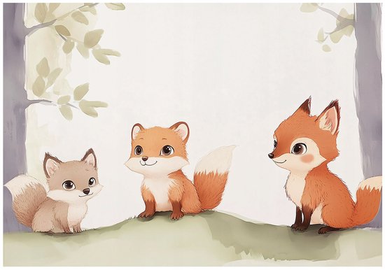 WALLARENA - Fotobehang - 400x280 cm - leuke dieren voor de kinderkamer