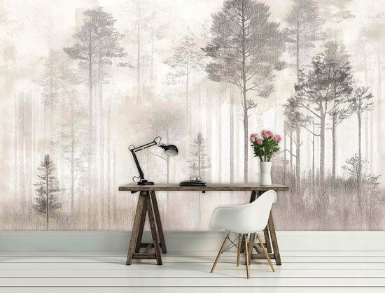WALLARENA - Fotobehang - 350x250 cm - Vintage bomen natuur voor slaapkamer en woonkamer
