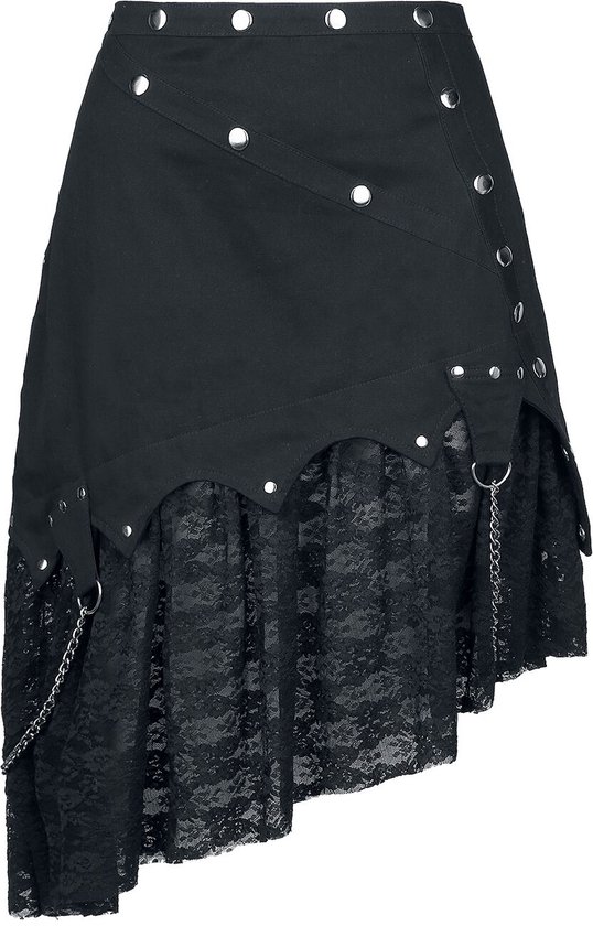 Jupe asymétrique noire Gothicana avec dentelle Femme - S