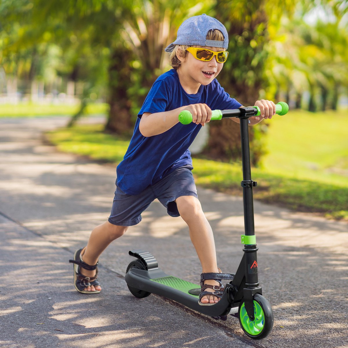 HOMCOM-E-Scooter-Verstärktes Nylon, Aluminium-71L x 36,5B x 75-80H cm-Grün+Schwarz – foto 3
