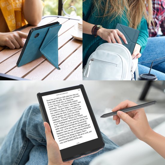 kwmobile e-reader hoesje geschikt voor Kobo Libra Colour hoes - Ereader flip case met standaard - E reader cover van kunstleer - In petrol van Merkloos — afbeelding 2