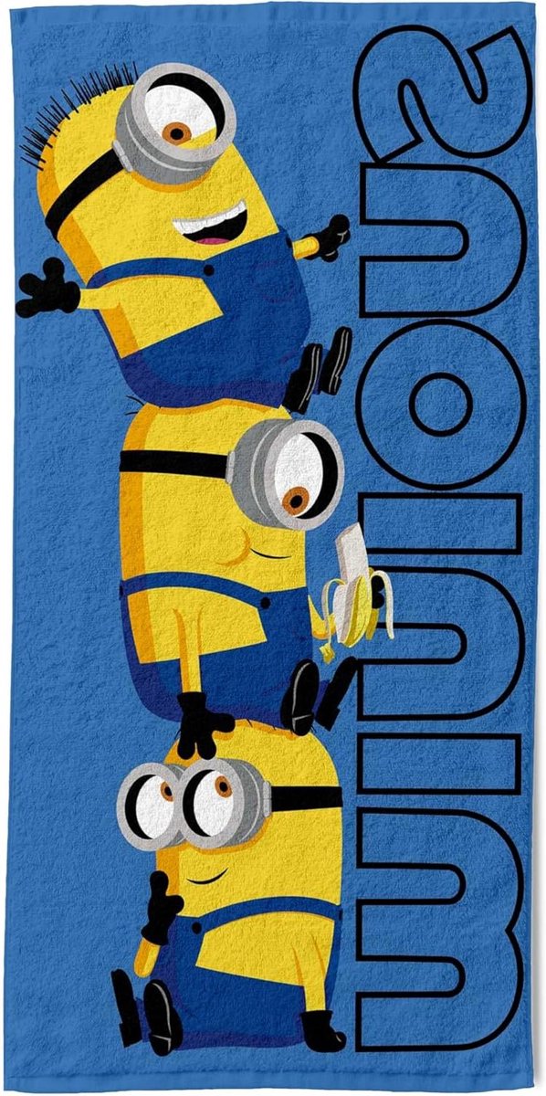 Strandlaken Minions 70 x 140 cm 100% katoen blauw geel