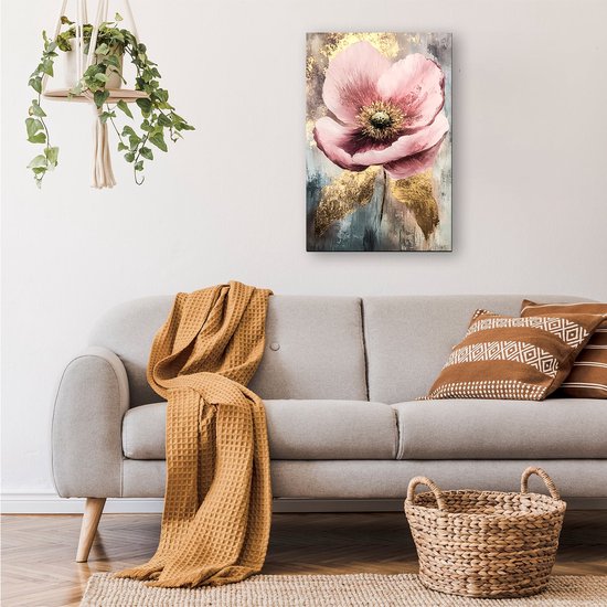 Elegant abstract bloemen schilderij - Bloem schilderij op glas - Schilderij natuur - Art Nouveau - Plexiglas schilderij - Woonkamer accessoires - Glasschilderij 30x45 cm