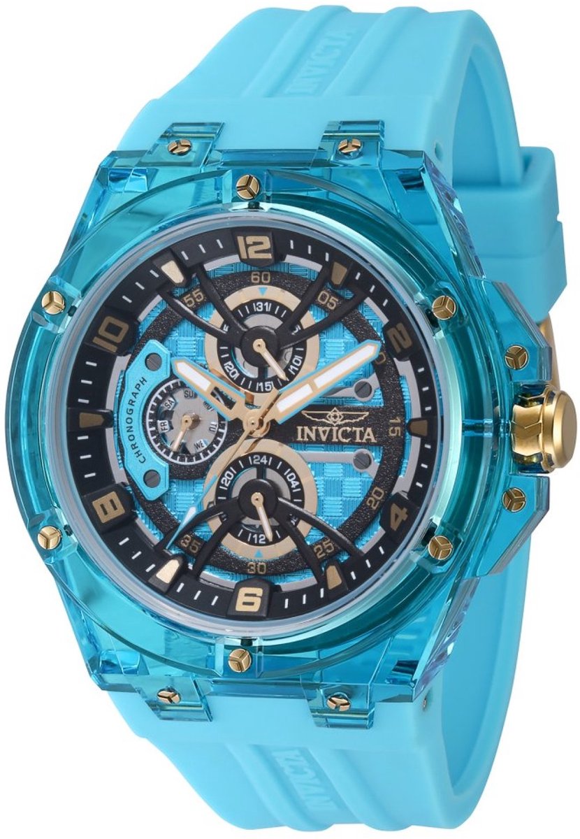Invicta Racing 48804 Heren Horloge - Waterdicht - Analoog - Quartz Uurwerk - Plastic met blauwe Wijzerplaat - 46mm