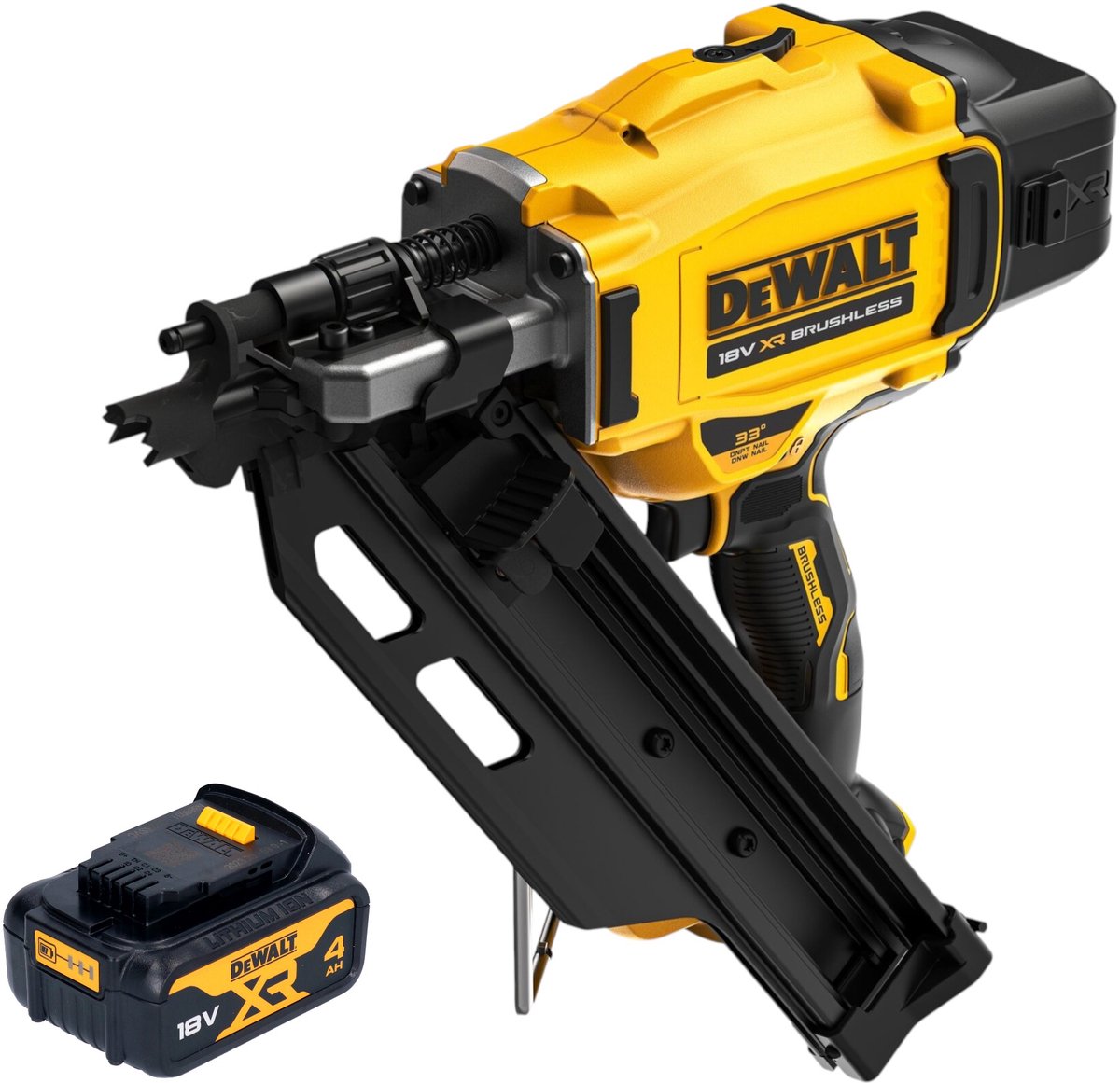 DeWalt DCN 930 N accu-spijkermachine 18 V 50 - 90 mm borstelloos + 1x accu 4,0 Ah - zonder oplader