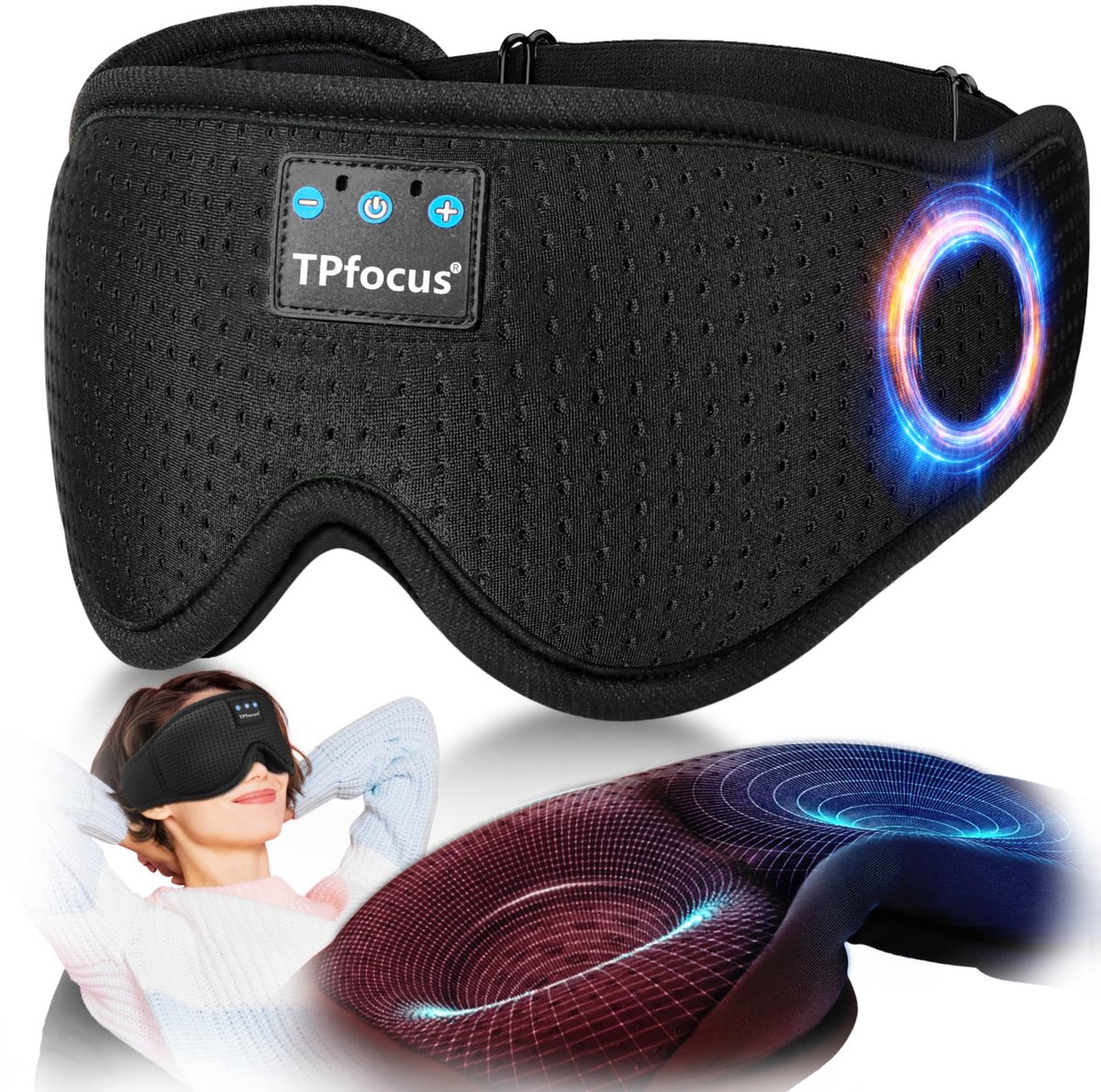 3D Slaapmasker met Bluetooth - Zachte Koptelefoon & ASMR - Voor Zijslapers & Reizen - Zwart