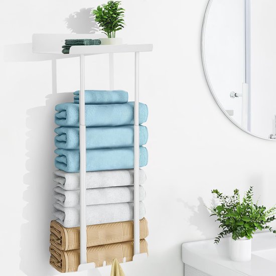 Handdoekhouder | Wit mat | 58 cm | Tres | Messing | Wandmontage | Max Serie