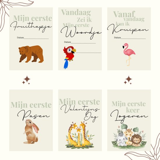 Mijlpaarkaarten Baby - XL set van 38 a5 kaarten - Jungle thema - Kraamcadeau - Babyshower cadeau — afbeelding 3
