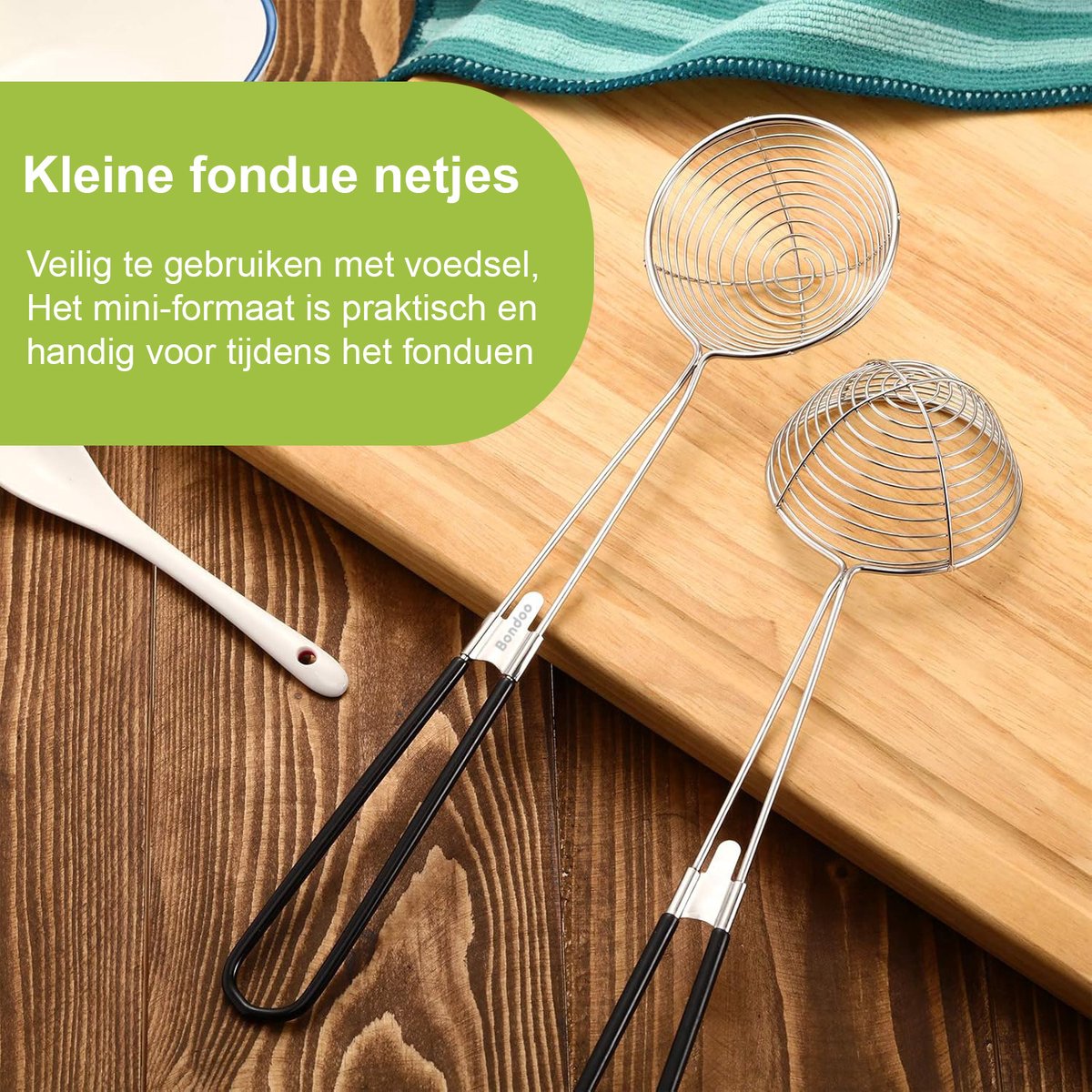 Fondue netjes voor Hotpot - Roestvrij staal - met handgreep - Ø6,5cm - los verkrijgbaar of als set van 4/6/8 stuks - Zwart – foto 4