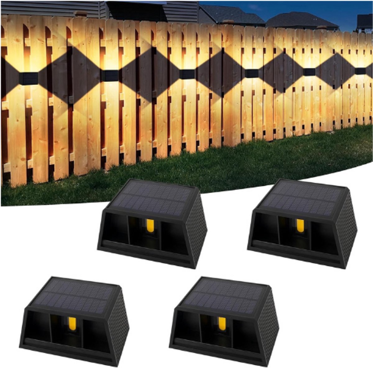 Thuys – 4 Stuks Lampen Op Zonne – Energie Voor Buiten – 3000 K – IP65 Waterdicht – Met Instelbaar Up – Down – Design