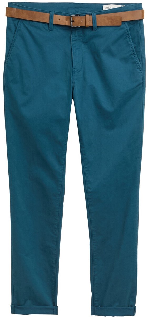 Tom Tailor Denim - Slim-fit chino met riem - Maat 34/32 - deep pond green