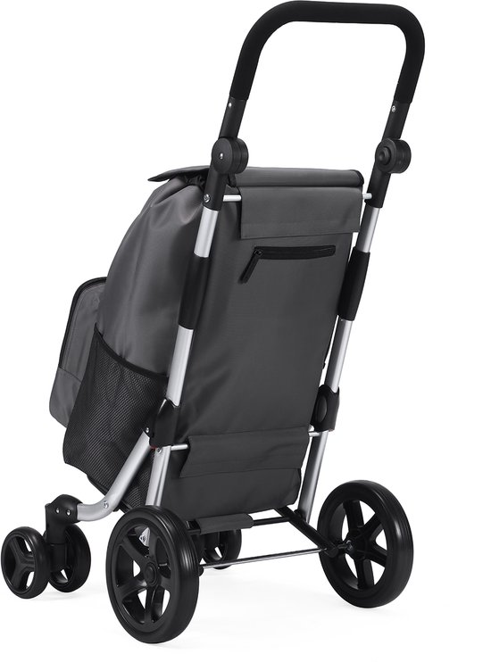 Carlett - Classic Duo | Chariot de Courses Pliable avec Crochet Gratuit | Chariot de Courses Robuste | 4 Roues | Guidon réglable avec Frein | Rouge