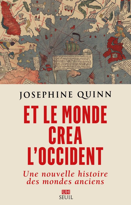 Boekcover met een antieke kaart van de Indische Oceaan en het Midden-Oosten, met de titel 'ET LE MONDE CREA L'OCCIDENT' in rode letters.