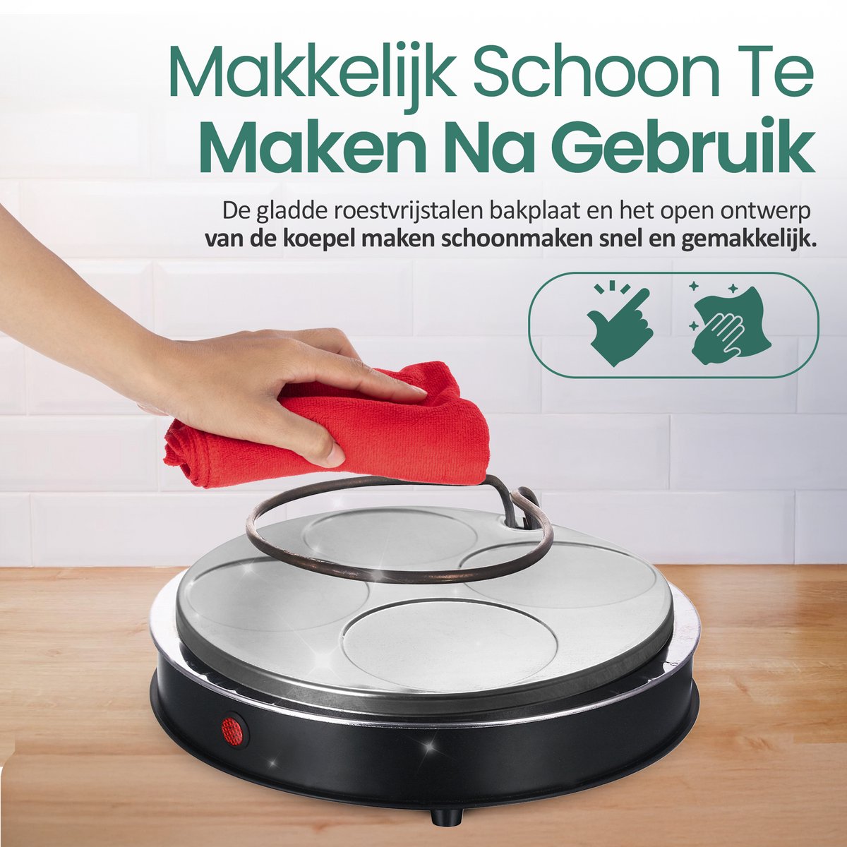 Emerio Pizzarette Origineel - 6 Persoons Pizza Oven - Handgemaakte Terracotta Koepel - 6 Geïsoleerde Bakspatels - RVS Bakplaat - Gourmetstel met Cool touch koepel - PO-115984 1200W – foto 5