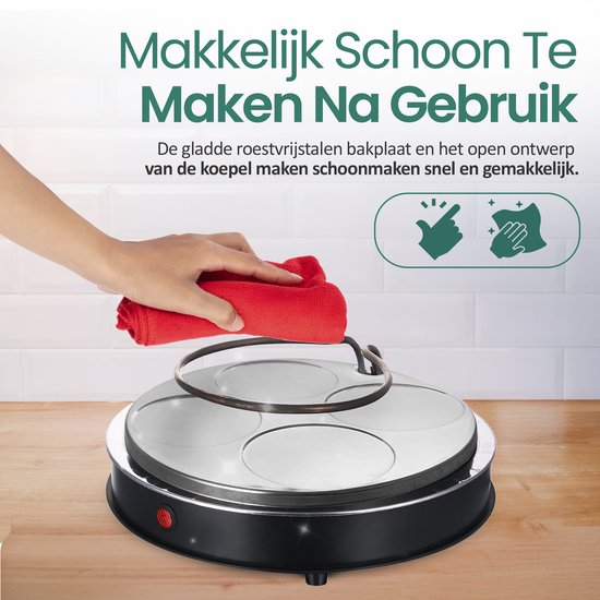 Emerio Pizzarette Origineel - 6 Persoons Pizza Oven - Handgemaakte Terracotta Koepel - 6 Geïsoleerde Bakspatels - RVS Bakplaat - Gourmetstel met Cool touch koepel - PO-115984 1200W