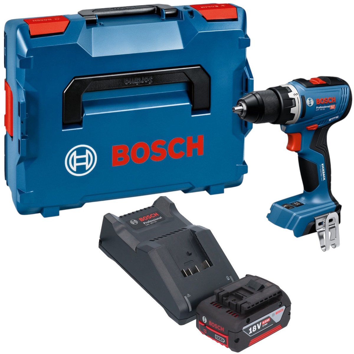 Bosch GSR 18V-65 Professional accuboormachine 18 V 63 Nm borstelloos + 1x accu 4,0 Ah + oplader + L-Boxx