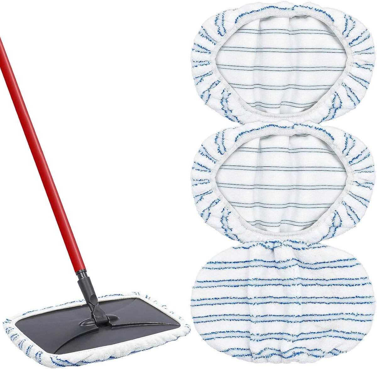 Mop Pads - 3-pack mop navullingen - 15 x 8 inch platte stofwisserkop pads