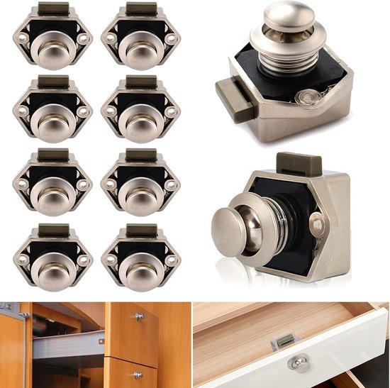 Opaltool 10 st Drukknop Vergrendeling Lock, 15-18mm Klink Knop Keyless Deurslot voor RV Boot Jacht Campervan Kast Deurkast