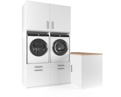 Wasophoogte® Wasmachine Kast Hong Kong - Wasmachine verhoger - Wasmachine ombouw - 700(D)*2030(B)*2350(H) mm - Wit