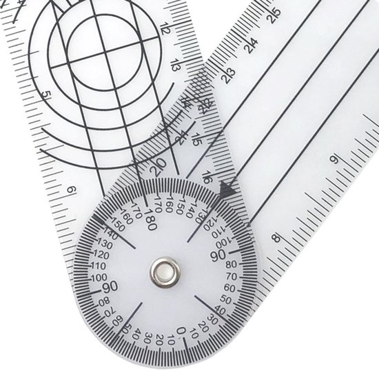 1 Rapporteur D'angle 360 ° - Goniomètre Médical Rotatif - Transparent - Durable - Facile à Transporter - Convient Pour La Maison Et Les étudiants