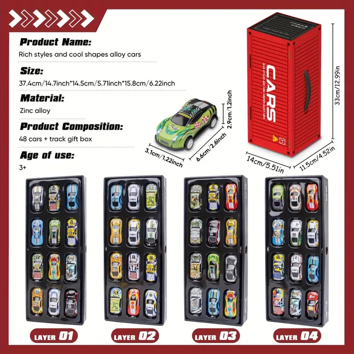48 stuks Speelgoed auto's - Raceset in Cadeaubox – Inclusief Racebaan, Wegenkaart – Interactieve Speelset voor Kinderen – Verzamelauto’s – Cadeau voor Jongens en Meisjes - Speelgoed auto set- Speelgoed voor Kerst -Speelgoed voor Verjaardagen — afbeelding 6