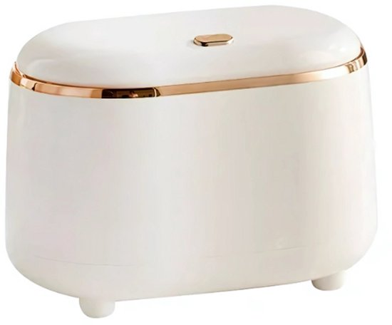 Prullenbak Klein - Afvalbakje met Deksel 2.5L - Kleine mini prullenbak voor het Aanrecht, Bureau, Badkamer of Tafel - Tafel afvalbakje - Wit