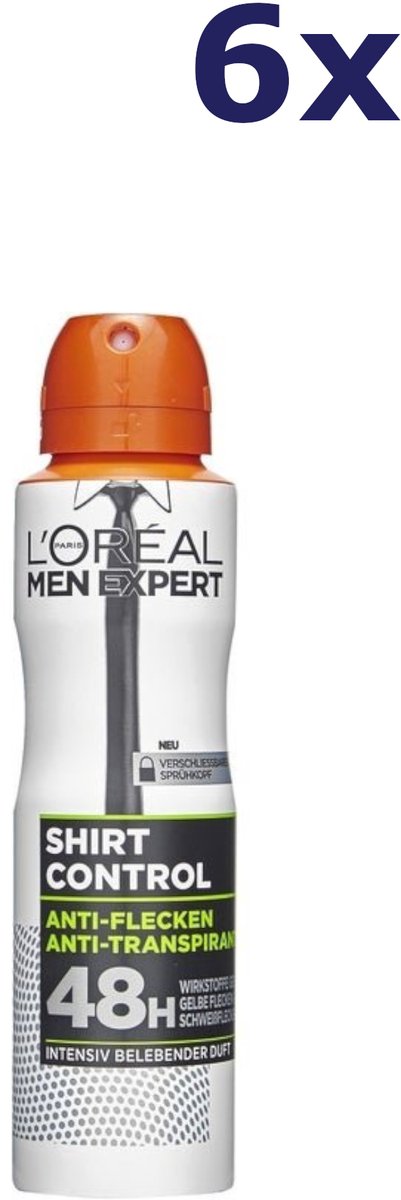 6x L'Oréal Men expert spray deodorant 150 ml Shirt control