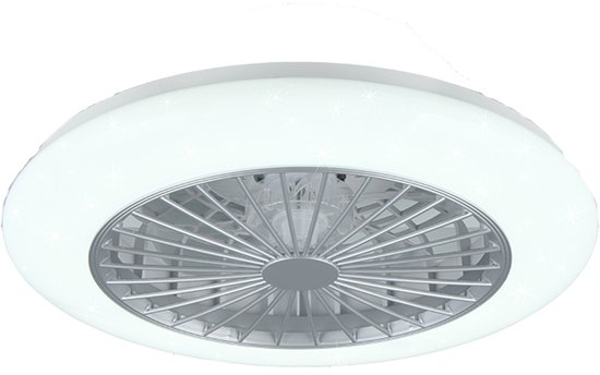 Witte plafondventilator met sterren-effect verlichting