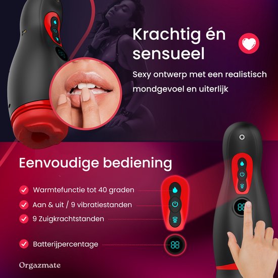 Orgazmate - Sara de Masturbator Voor Man - Sex Toys Voor Mannen - Met  Warmtefunctie,
