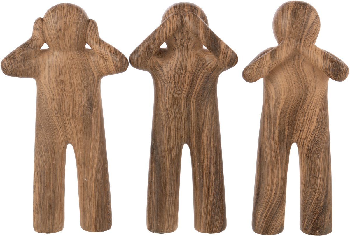 J-Line figuur P'tit Maurice Namaakhout - polyresin - kamel - 3 stuks