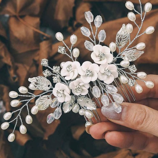 haarsieraad bruid -- haarspeld bruiloft - haarkam bruid - bruidsspeld bloemen - bloem - Set 5 Stuks Haarpinnen Bruiloft - Haaraccessoire - Zliver