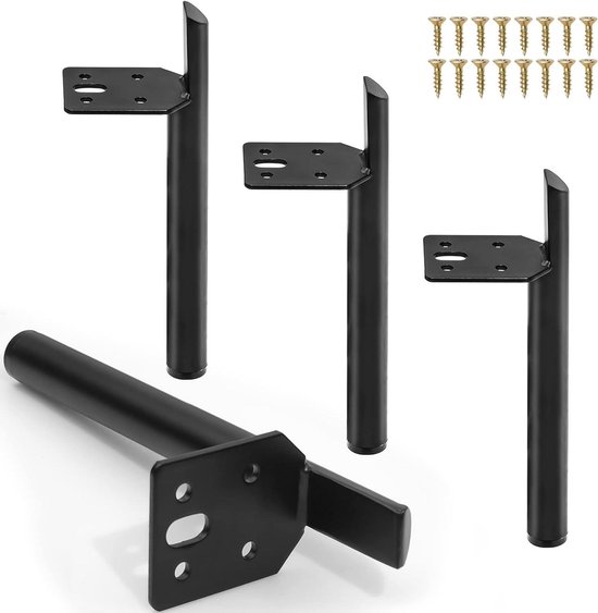 15 cm / 5,9 inch meubelpoten, zwart metaal, doe-het-zelf metalen