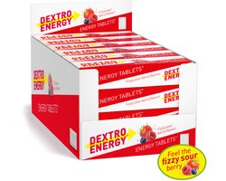 Dextro Energy Fizzy Sour Berry - 24 x 14 - Druivensuiker Tabletten - Dextrose - Snelle Suikers - Extra Zuur + Fizzy effect - 336 stuks