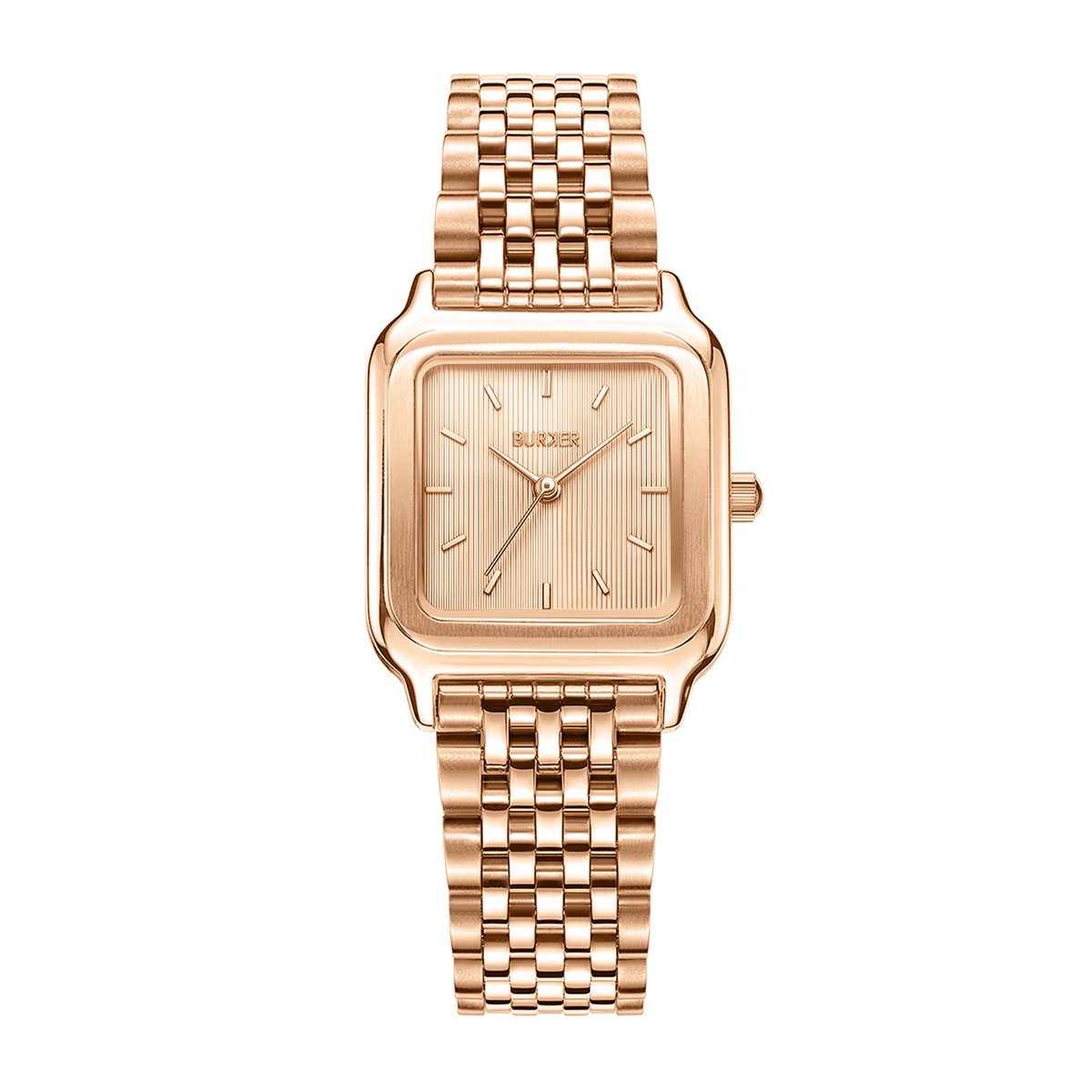 BURKER Macy Horloge Dames - Vierkant - Rosegoud - Schakelband - 26 mm