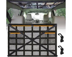 Opbergnet auto - Bagagenet camper - Elastisch bagagenet - opbergnet voor kofferbak autodak - Bagagenet - Scheidingsnet - Organizer-nettas - 90cm x 65cm - Zwart