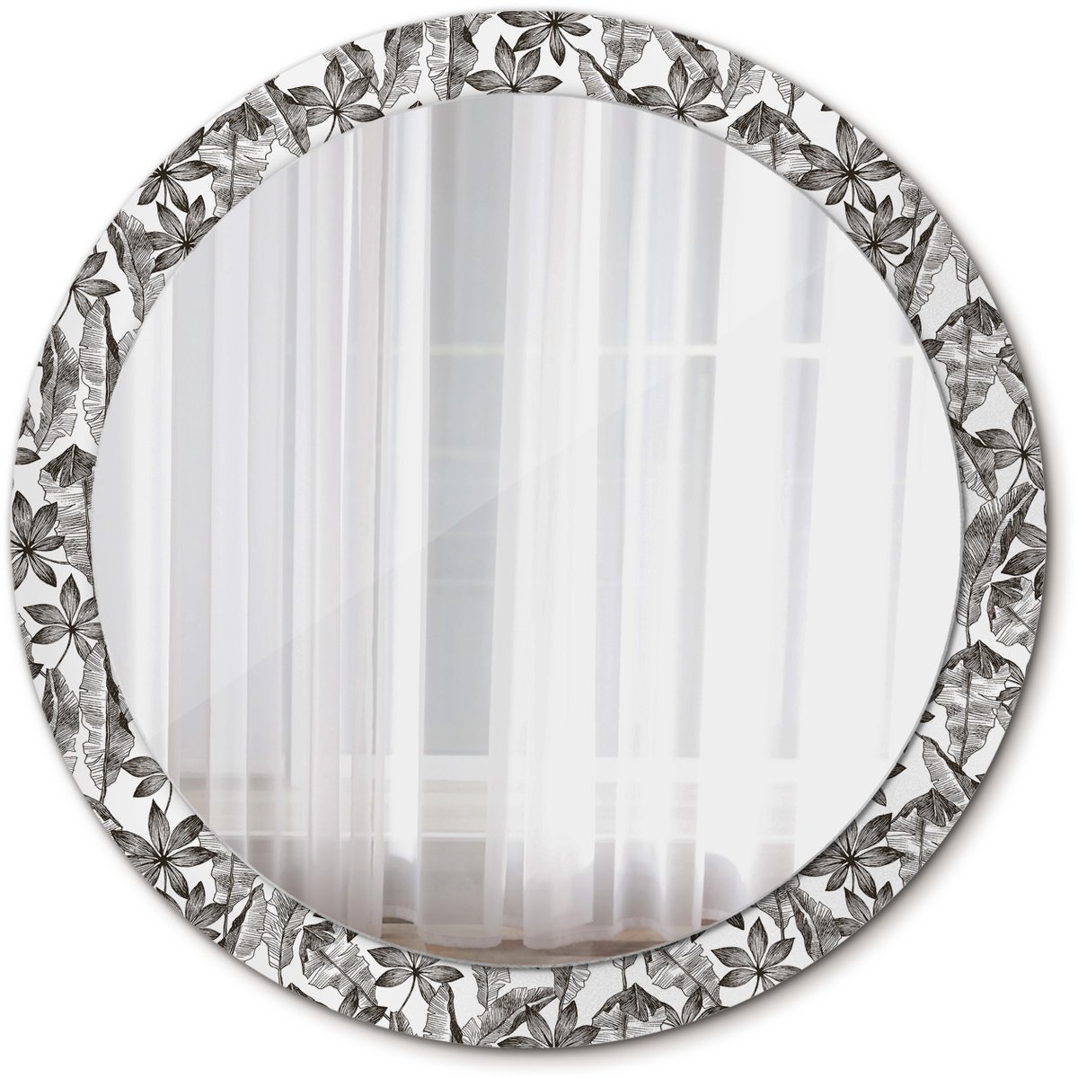 Tulup Spiegel - Spiegel op gehard Glas - Ronde Spiegel - Tropische bladeren - Diameter: 90