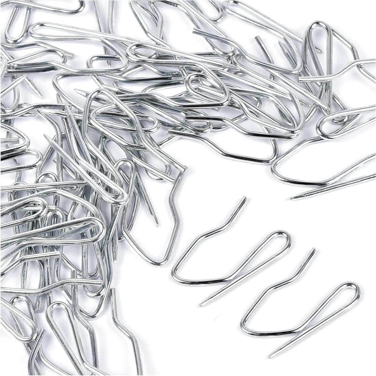 Allecto Plus - Metalen Gordijnhaken 80 stuks - Roestvrij Staal - Zink - Heavy Duty - Pinnen voor Raamgordijnen - Douchegordijn Pin Haken voor Potloodplooi Gordijnen.